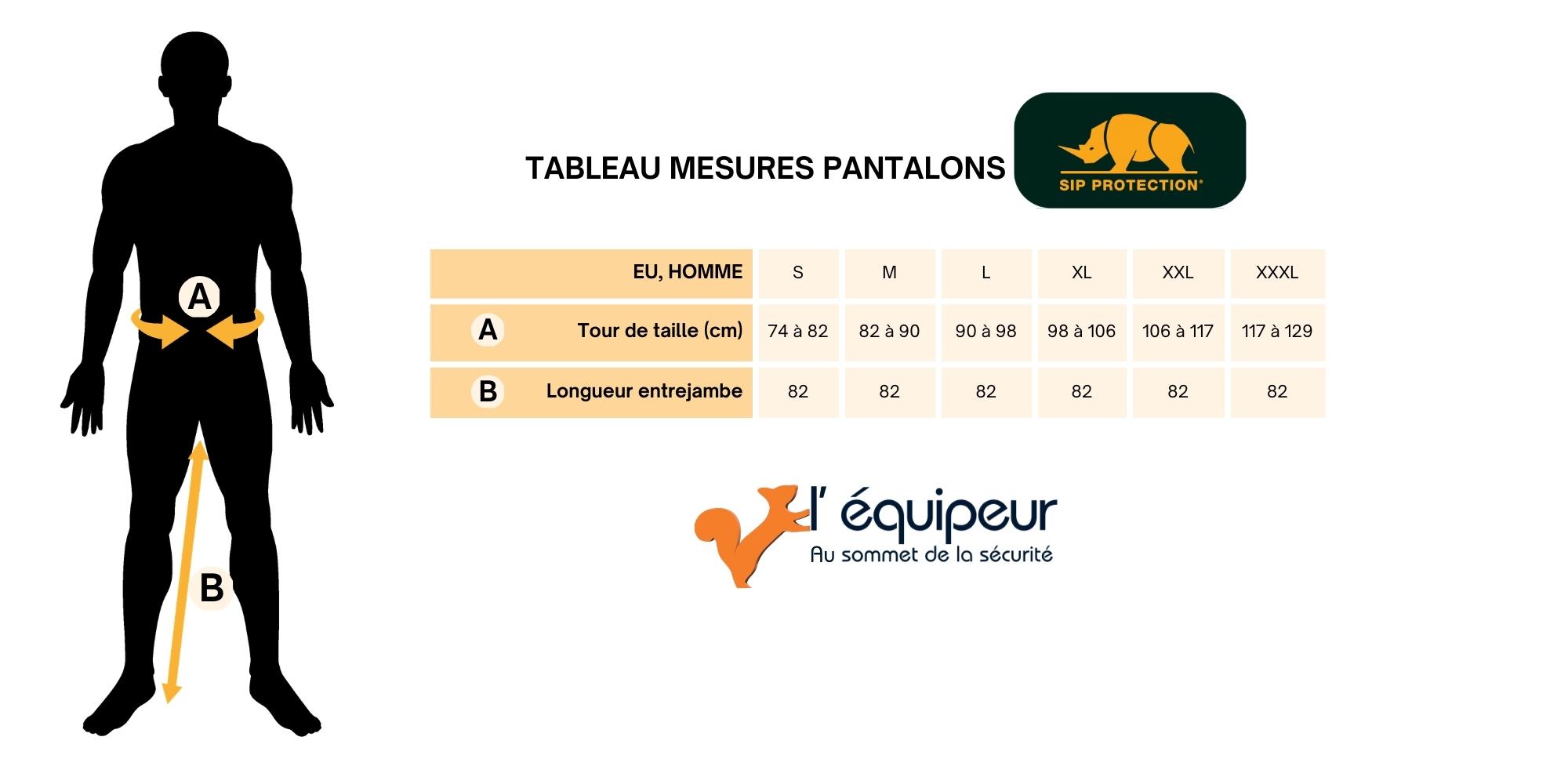 Guide des tailles pantalons SIP